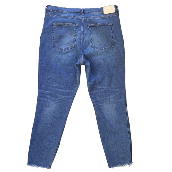 EVERLANE The Vintage Skinny Button Fly High Waist Raw Hem Ankle Jeans Women's 32 - Picture 3 of 12